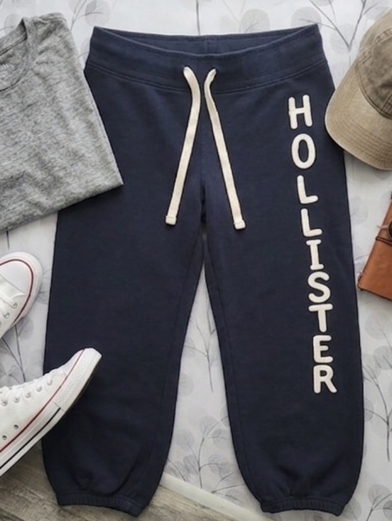 Hollister Pants - Hollister Navy Blue Logo Fleece Crop Joggers